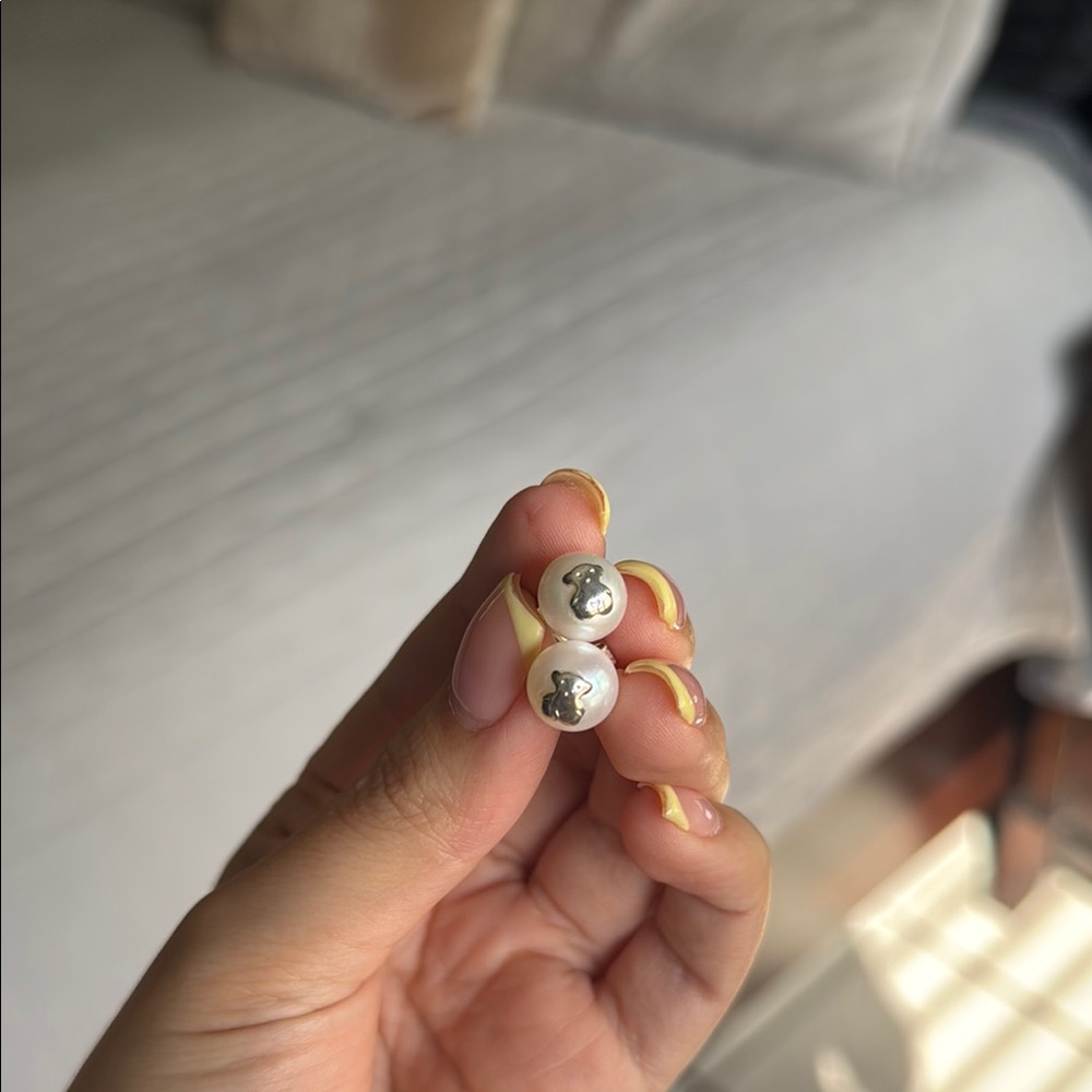 Silver TOUS Pearl Earrings with Pearl